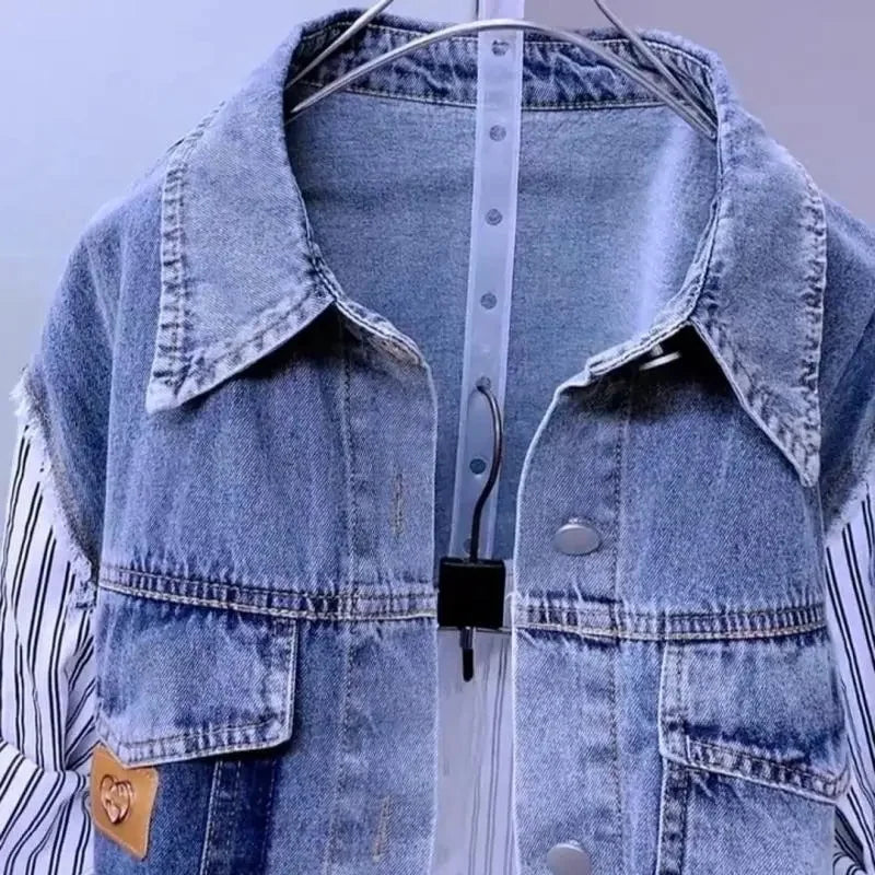 Two-Tone Splicing Denim Jacket