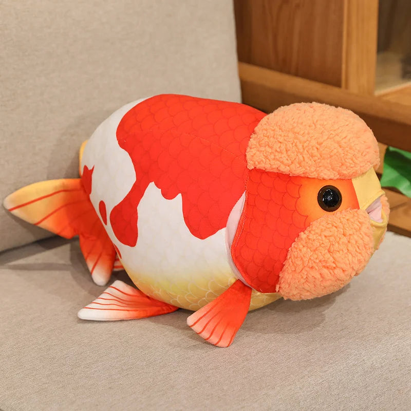 50cm Lifelike Fish Plush Stuffed Toy Goldfish Big Head Soft Pillow for Zoo Park Souvenir Lovely Lan Shou Animal Plushie
