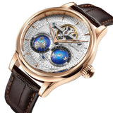 SEAKOSS Luxury Double Earth Rotating Men's Mechanical Watch Automatic Movement Waterproof Clock Pilots Men 1963 Flywheel Watches