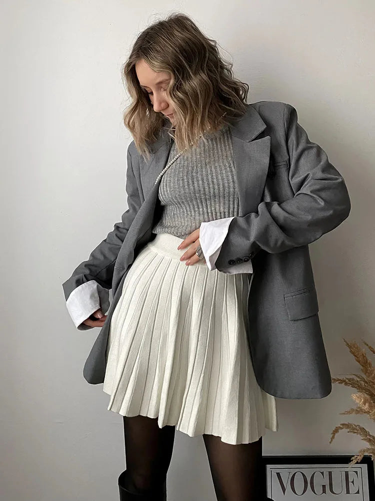 Elegant Knit Pleated Mini Skirt for Women