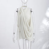 Fashion Women's Pleated Halter Vest Loose Sleeveless Backless Female Feshion Tops 2026 Summer Lady Chic All-match Solid Vests