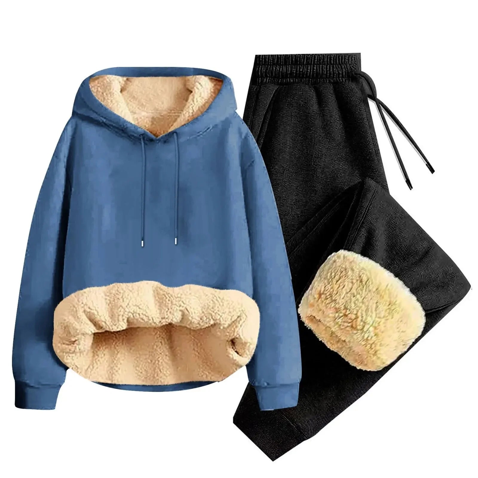 Men’s Thickened Lamb Velvet Hoodie Set