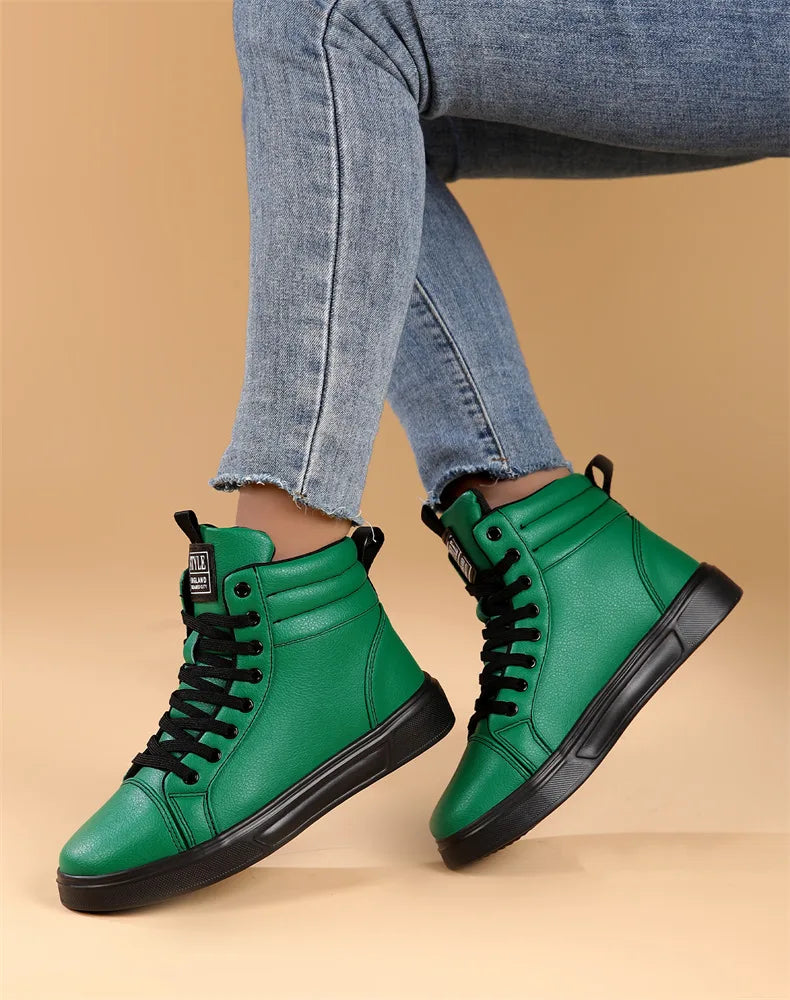 2026 Spring Fashion Red Men's Sneakers High Top Skateboarding Shoes for Men Women Comfortable Unisex Leather Sneakers Size 35-46