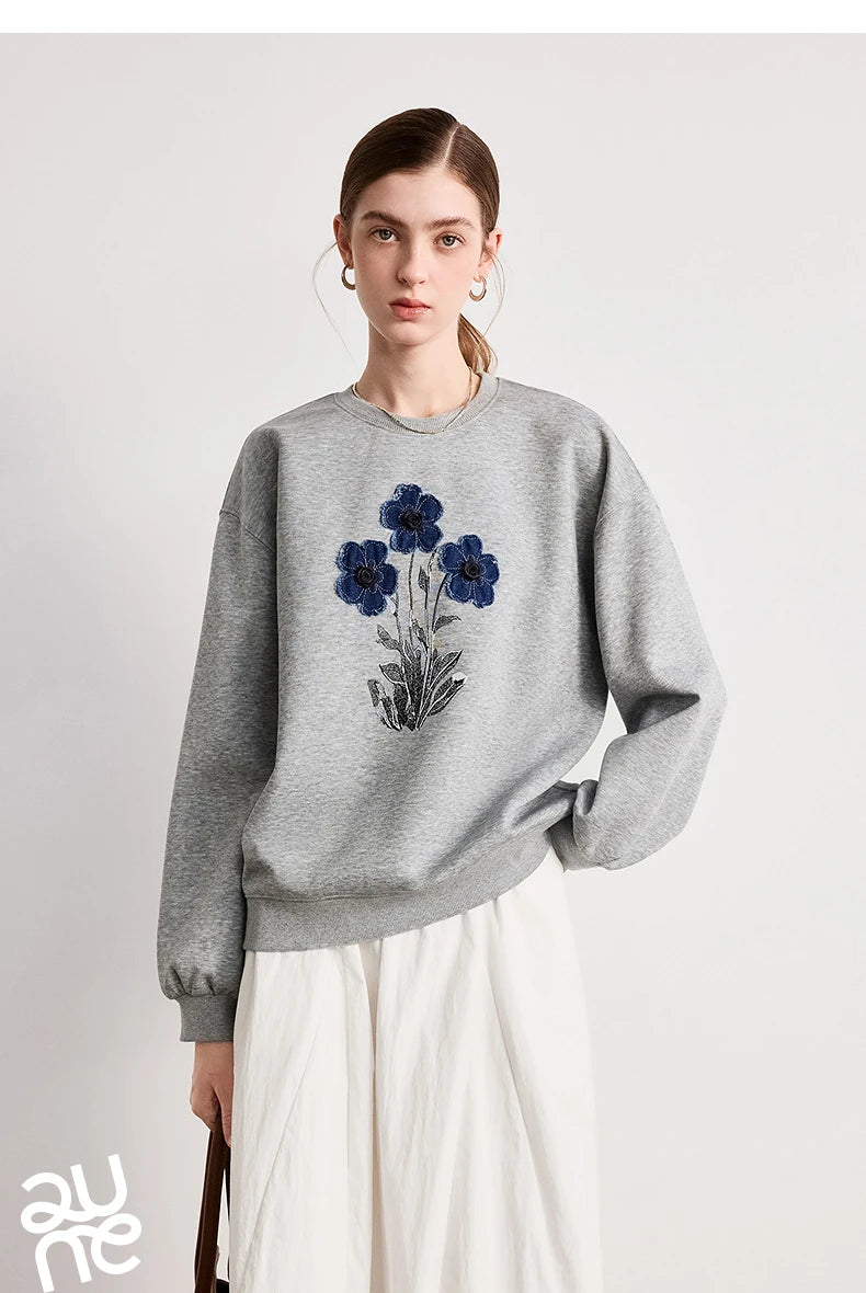 TOYOUTH Women's Relaxed Cotton-Blend Sweatshirt
