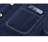 Men Jean Vest Outerwear Denim Waistcoat Multi-pocket Cargo Denim Jacket Blue Sleeveless Coat Retro Fashion Motorcycle Vest