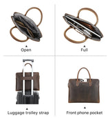 CONTACT'S Genuine Leather Men Business Bag Leather Briefcase Tote Laptop Bags High Quality Men's Bag Handbag for 14.2" Macbook