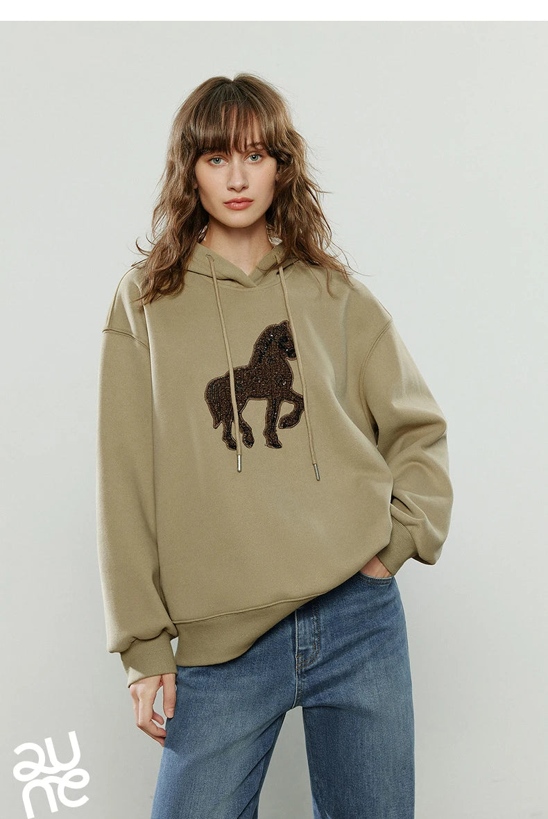 Women's Embroidered Relaxed-Fit Hoodie
