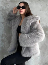 Gradient Faux Fox Fur Overcoat