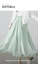 Sentubila Flowy A-Line Skirt – Iridescent Sheen