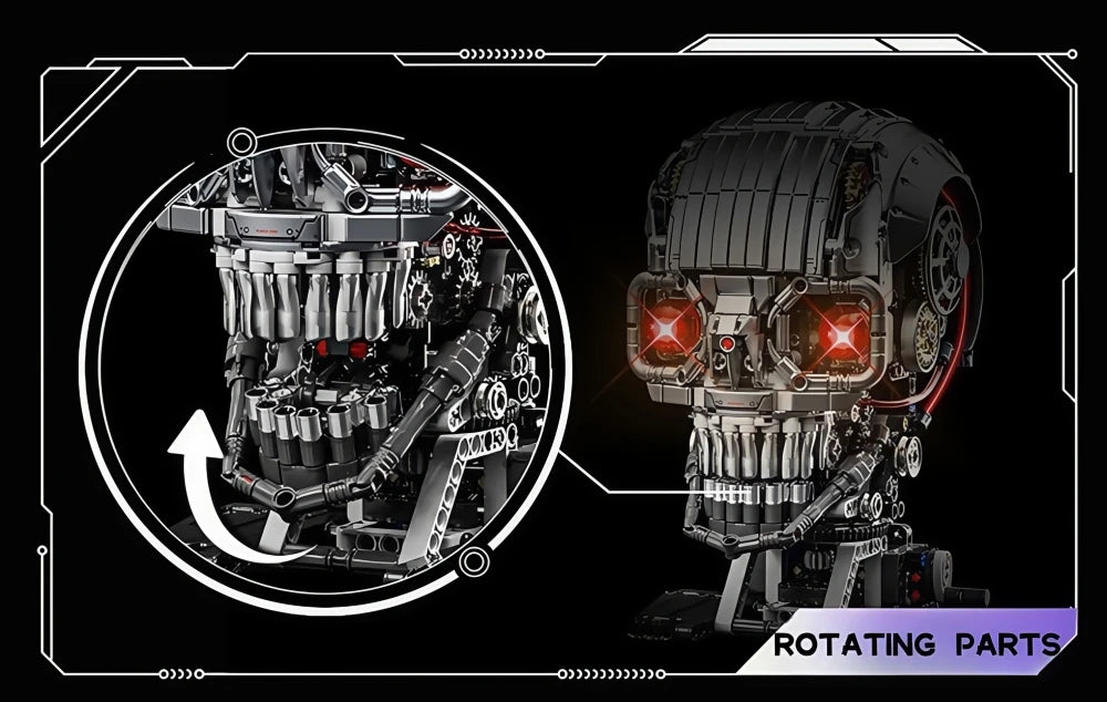 NEW 1099pcs Technical Skull Robot Building Blocks , Gear Linkage ,  Power Motor ,  Desktop Decor Collectible Gift