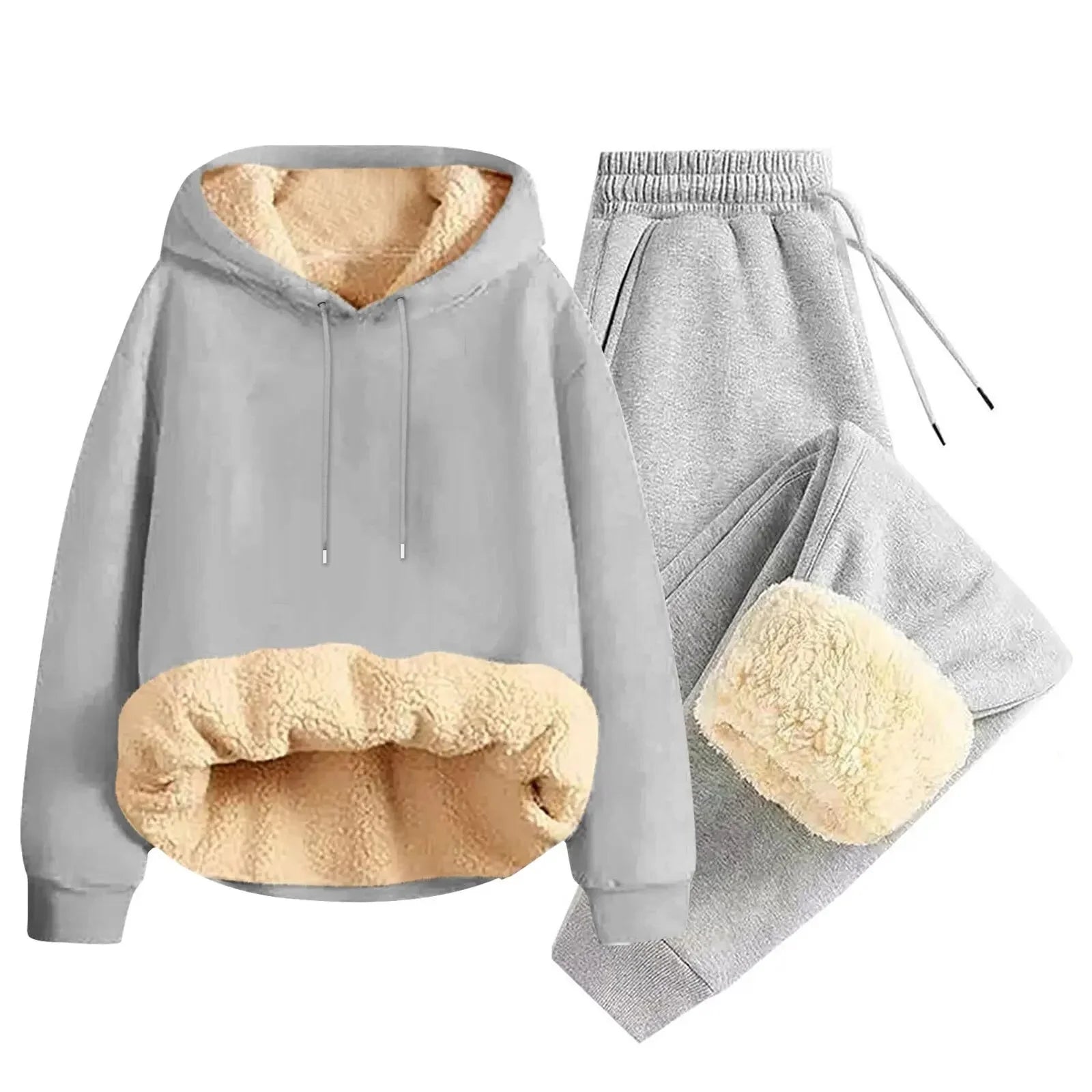 Men’s Thickened Lamb Velvet Hoodie Set
