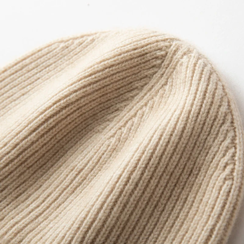 MERRILAMB Men's Pure Cashmere Ribbed Beanie | Soft & Warm
