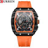 Men’s Sport Quartz Watch – Yellow Silicone Strap, Luminous Auto Date Square Dial