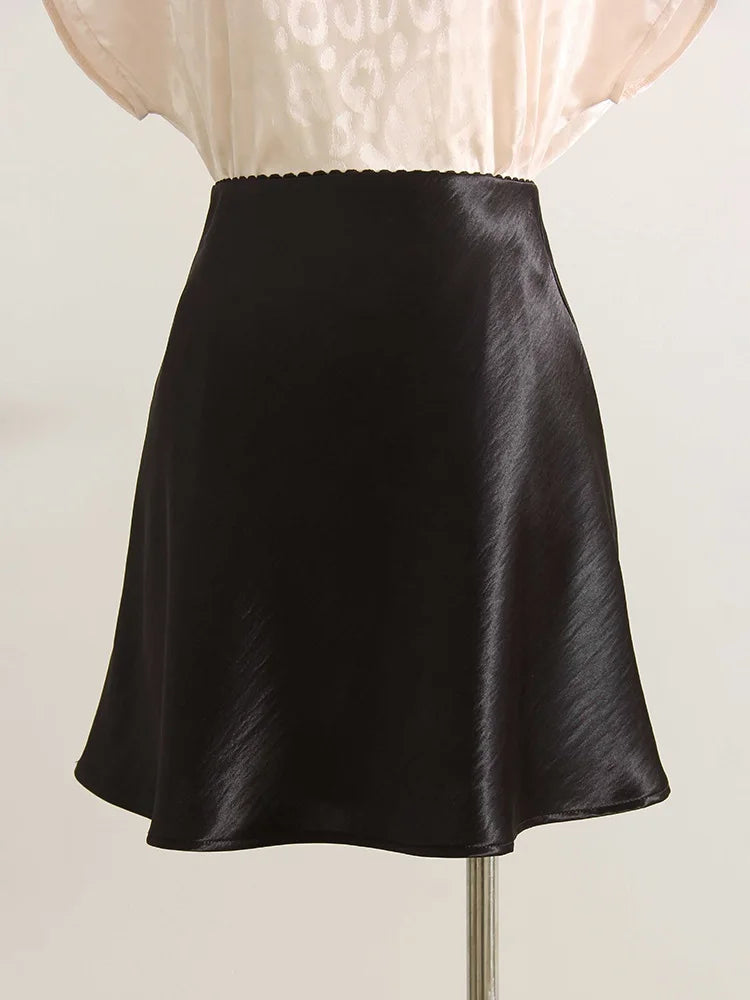 Women's Satin A-Line Mini Skirt | High Waist Office Style