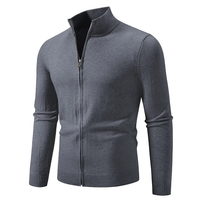 Slim Fit Zipper Cardigan – Premium USA-Made Knit Sweater