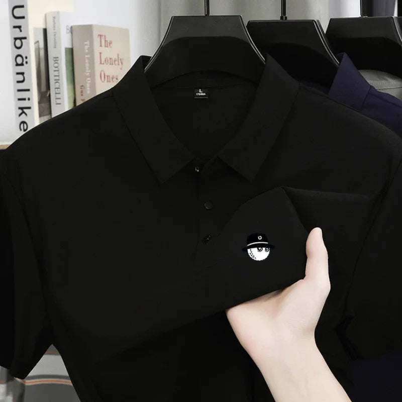 Men's Ice Silk Golf Polo Shirt – 10 Colors, M to 5XL