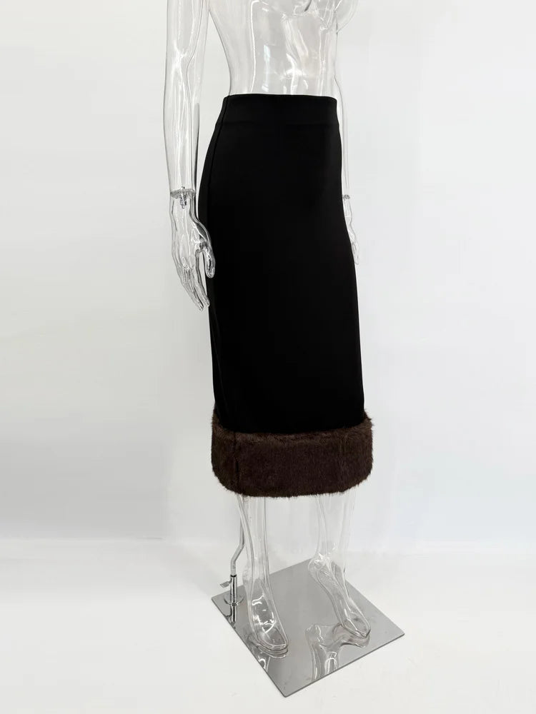Elegant Fur & Feather 2-Piece Maxi Set