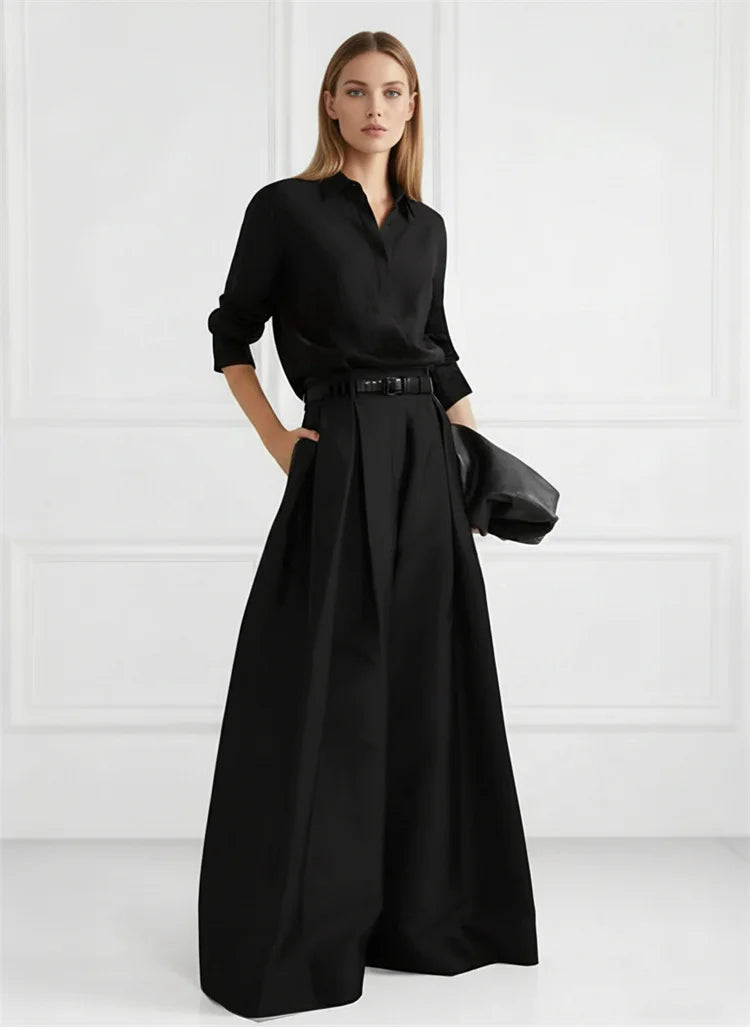 Women's High-Waisted Pleated Wide-Leg Pants