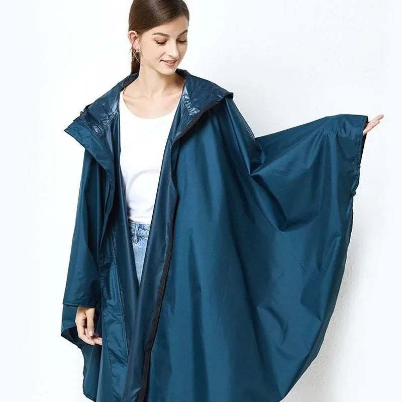 Women's Elegant Waterproof Poncho Raincoat – All Sizes