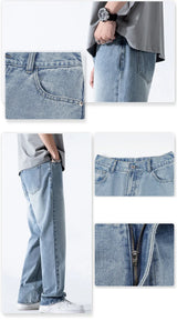 Men's Loose Straight-Leg Cotton Blend Jeans