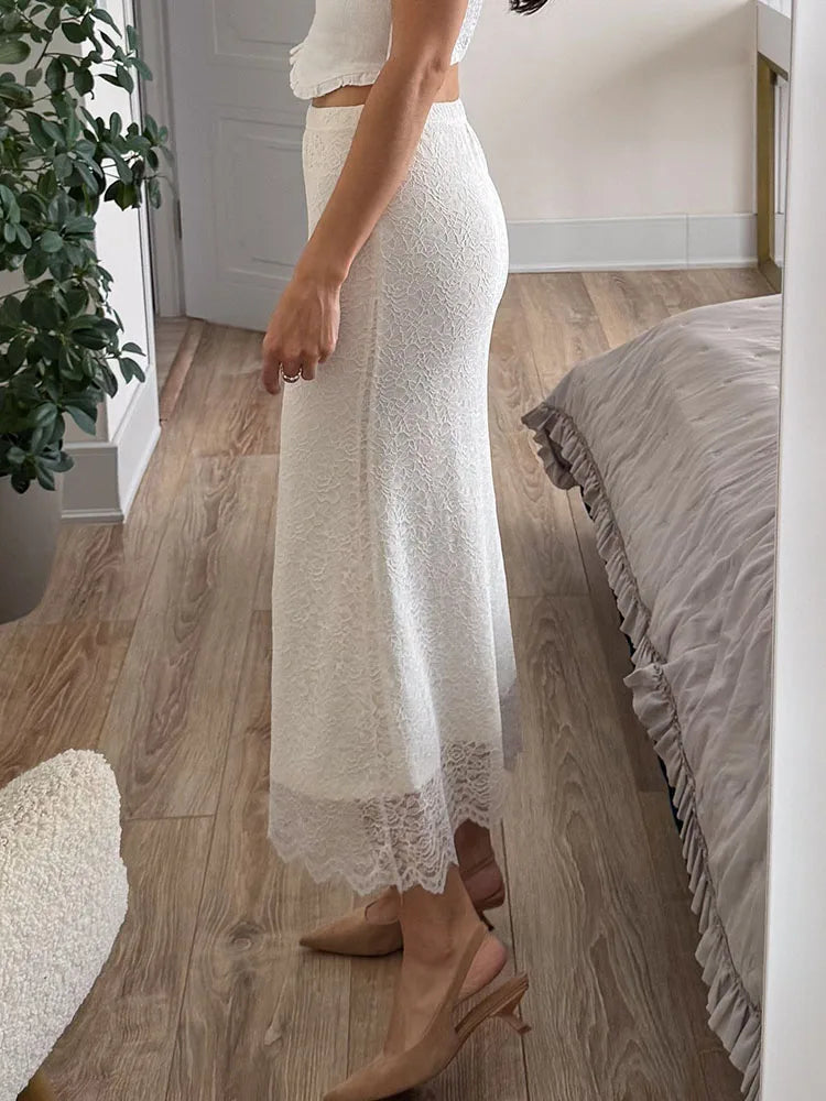 Elegant Lace Maxi Skirt – Women's Floral Pencil Skirt