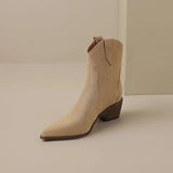 2026 Autumn Cow Suede Women Boots Pointed Toe Chunky Heel Boots for Women Fashion Short Boots Winter Boots Women Western Boots