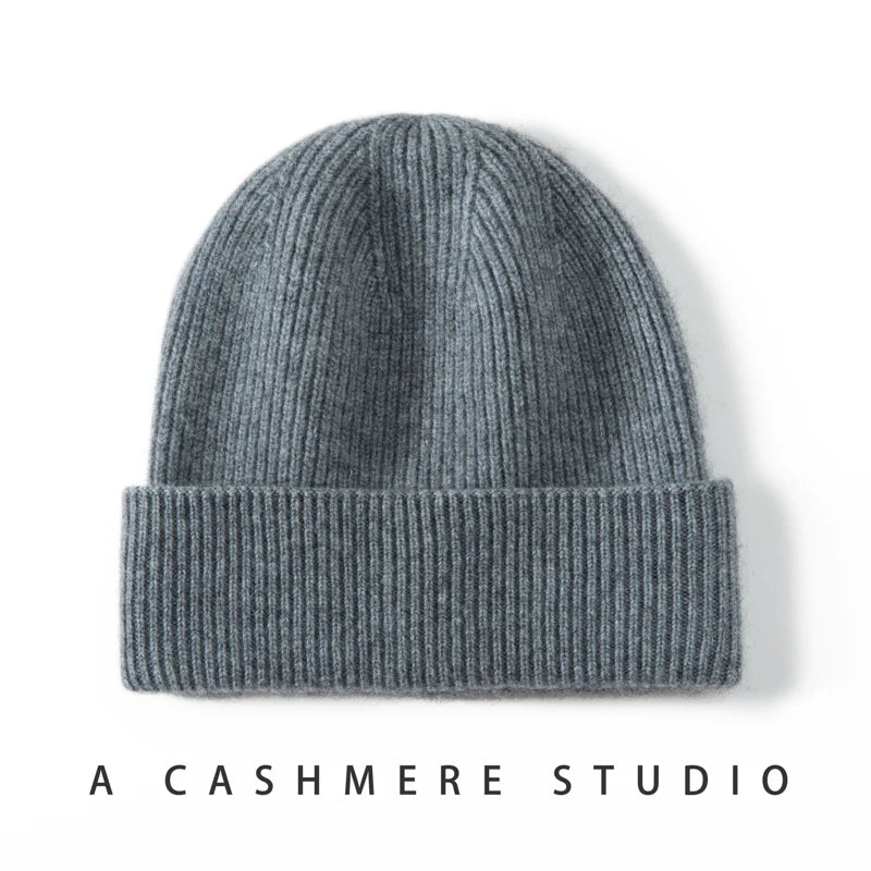 MERRILAMB 100% Cashmere Knit Beanie – Unisex Winter Hat
