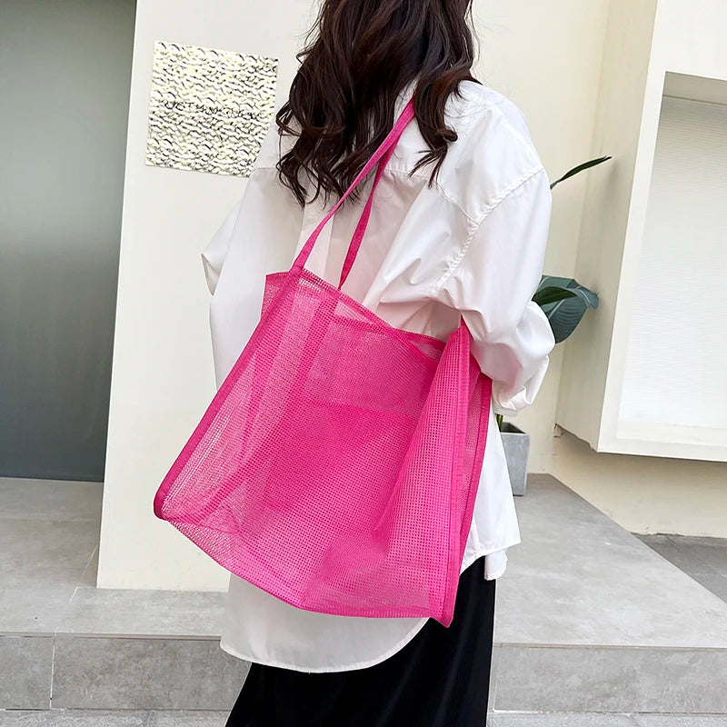 Women's Mesh Tote Bag for Beach & Shopping
