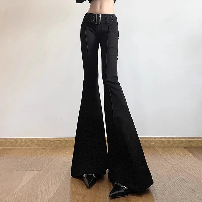 Women's Black High-Waist Flare Jeans | Vintage Y2K Style