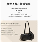 High Version Genuine Leather Pillow Bag for Women 2026 New All-Match Large Capacity First Layer Cowhide Bowling Bag for Women