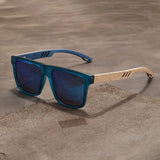 Square Wood-Grain Sunglasses – UV400 & Spring Hinges