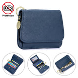 Women Genuine Leather Slim TriFold Wallet Credit Card Holder With Zipper Coin Pouch, ID Window & Keychain