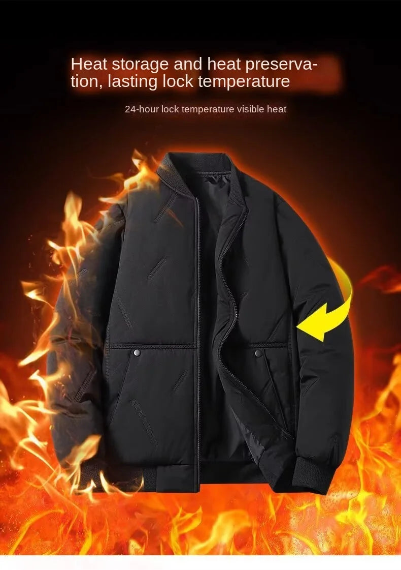 Men's Casual Baseball Collar Warm Cotton Jacket