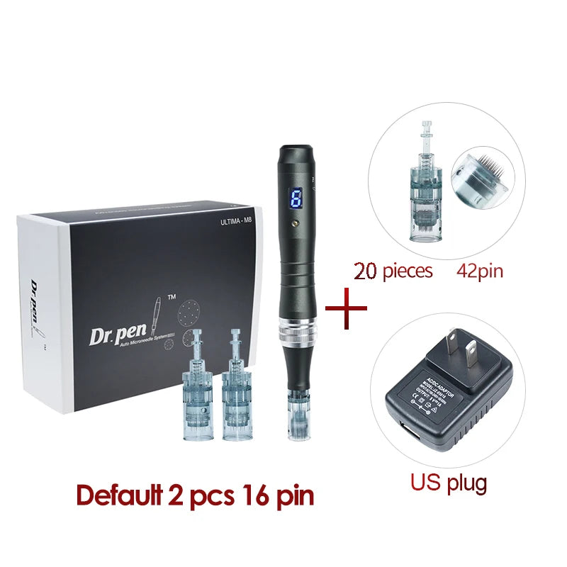 Dr pen Ultima M8 With 22 Cartridge Wireless MTS Derma Microneedle Pen Kit Professionals Use Beauty Machine Needle length 0.25 mm