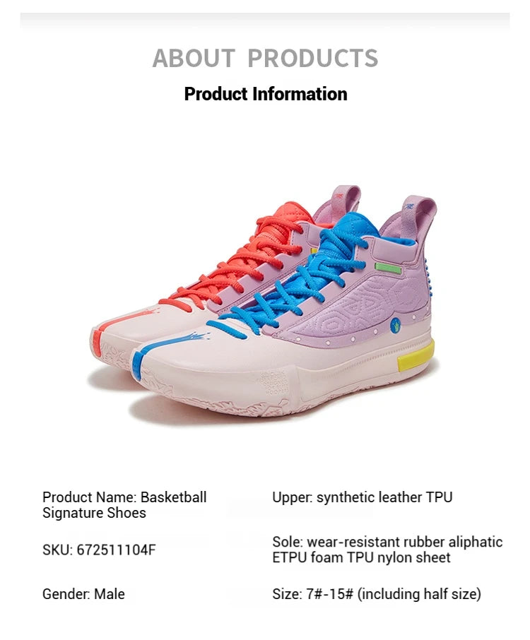 361 Degrees Joker 1 Men's Basketball Shoes High-top Breathable Shock-Absorbing Non-slip Wear-resistant Male Sneakers 672511104F