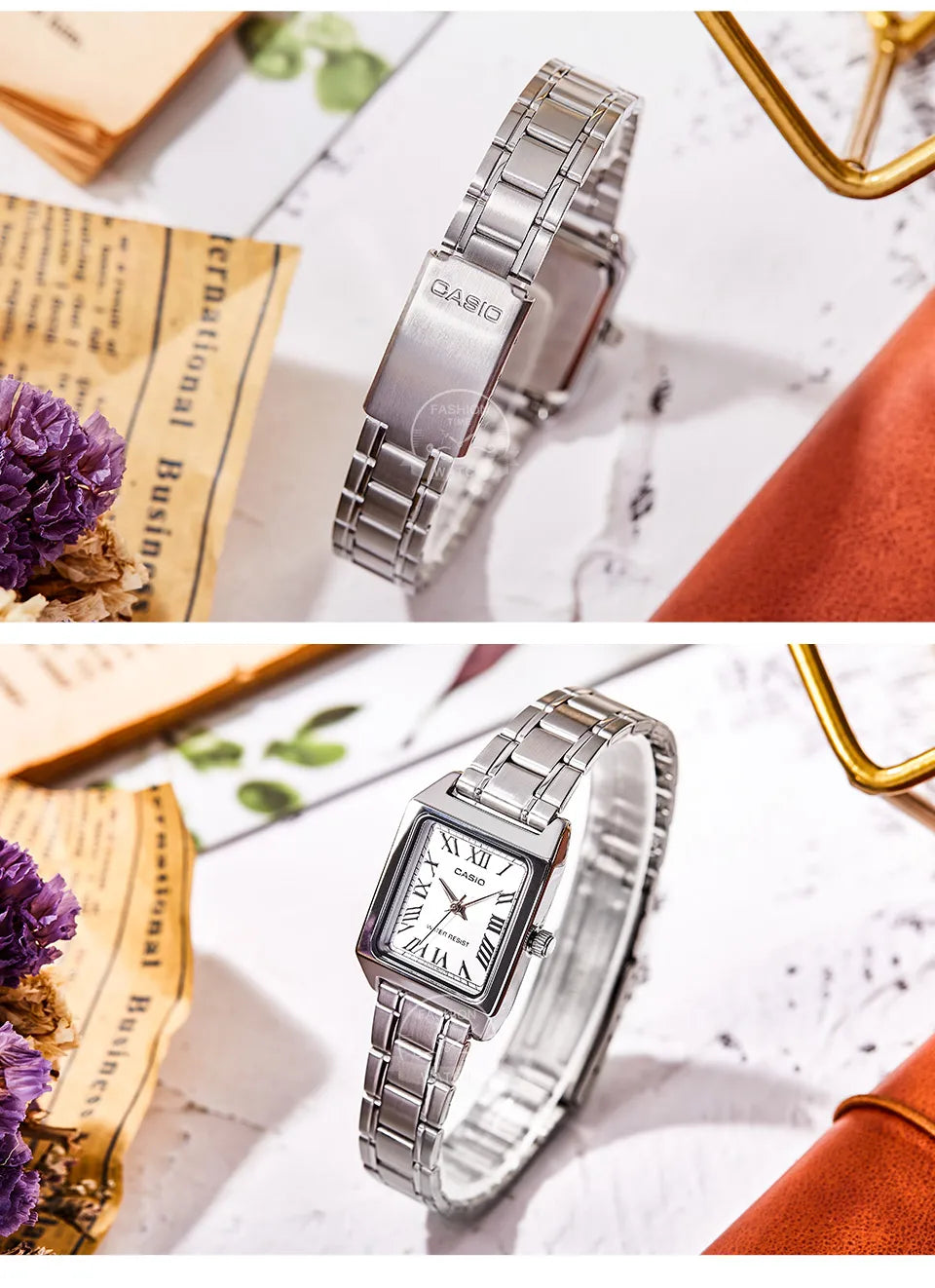 Casio Women’s Luxury Tonneau Silver Stainless Steel Watch - LTP-V007D