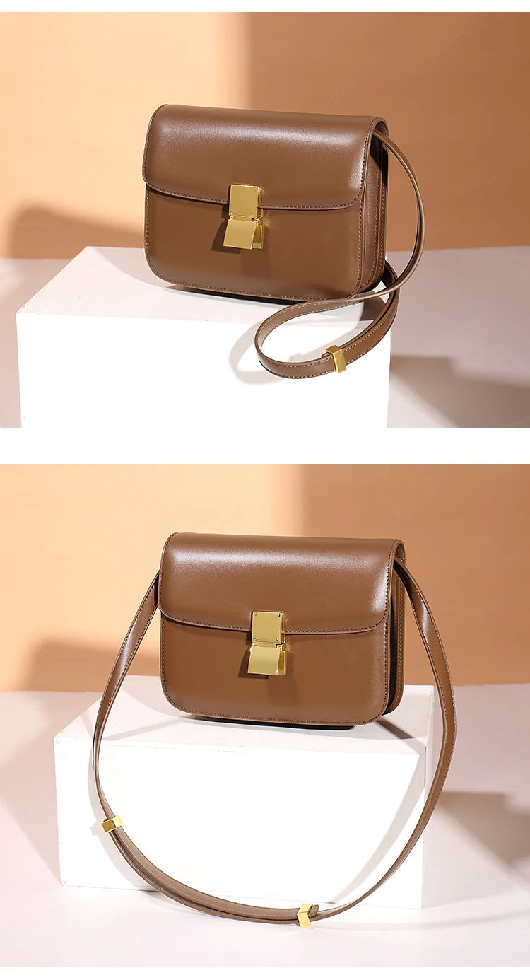 Women’s Genuine Leather Shoulder Bag 2025 Trend Brand Small Square Bags Luxury Designer Handbag Fashion Messenger BagsTofu Bags