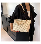 Women's Geometric PU Leather Tote Bag – Large Capacity Shoulder Bag