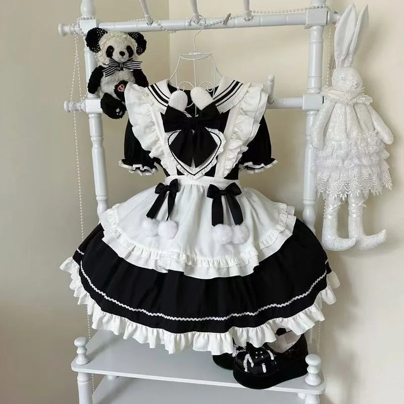 Y2k Japanese Kawaii Two-Piece Sets Long Sleeve Top + Short Skirt Sweet Women Casual Cute Print Bow Patchwork 2025 New Arrival