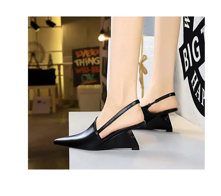 Designer Wedge Heel Sandals – Pointed Toe Women's Pumps