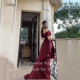 Burgundy Off-Shoulder Asymmetric Evening Gown