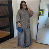 Casual Women's Pants Set Turn-down Collar Shirt Loose Bottom Female Plaid Printing Sets 2026 Summer Fashion Commute Lady Suit