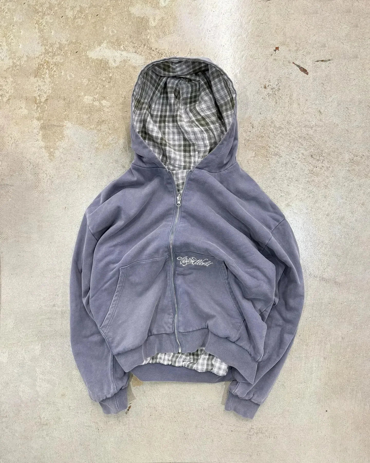 Reversible Plaid Zip-Up Hoodie with Relaxed Fit