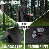 3-in-1 Hooded Waterproof Rain Poncho | Outdoor Adventure