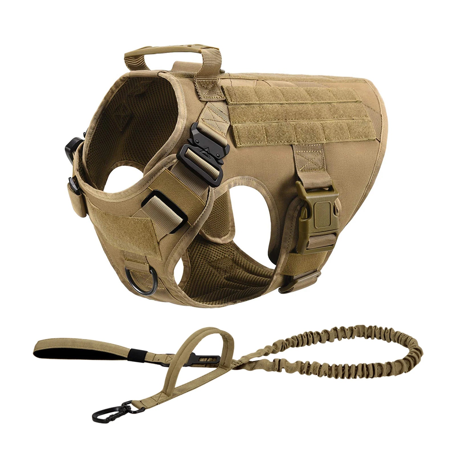 Tactical Dog Harness Set – Collar, Leash & MOLLE Pouches