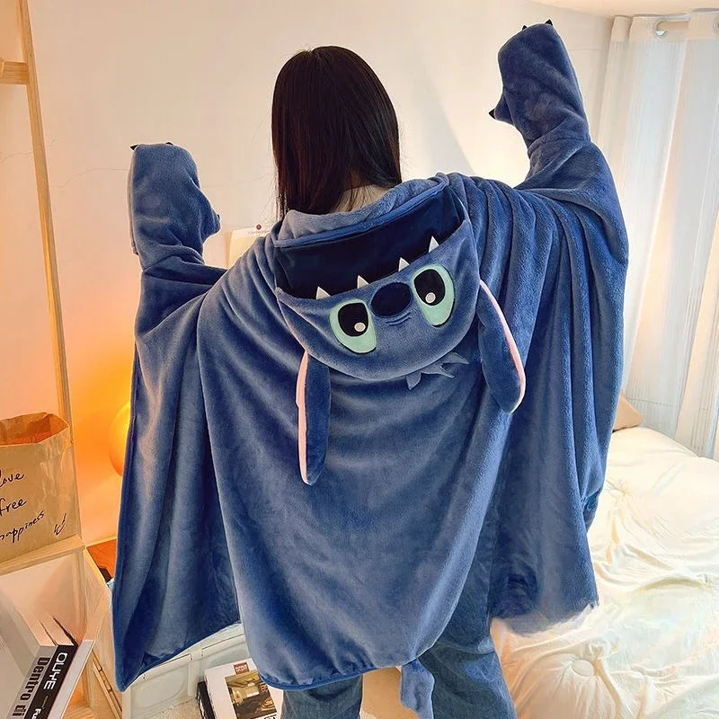 Stitch Hooded Cartoon Blanket