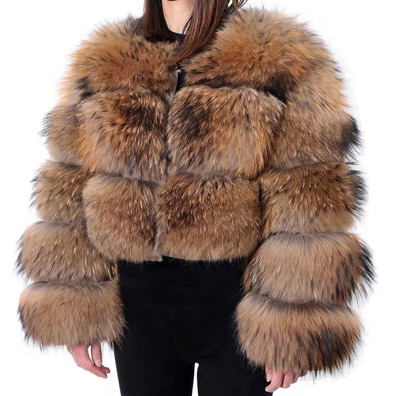 Luxury Women’s Real Raccoon & Fox Fur Jacket | Premium Winter Outerwear