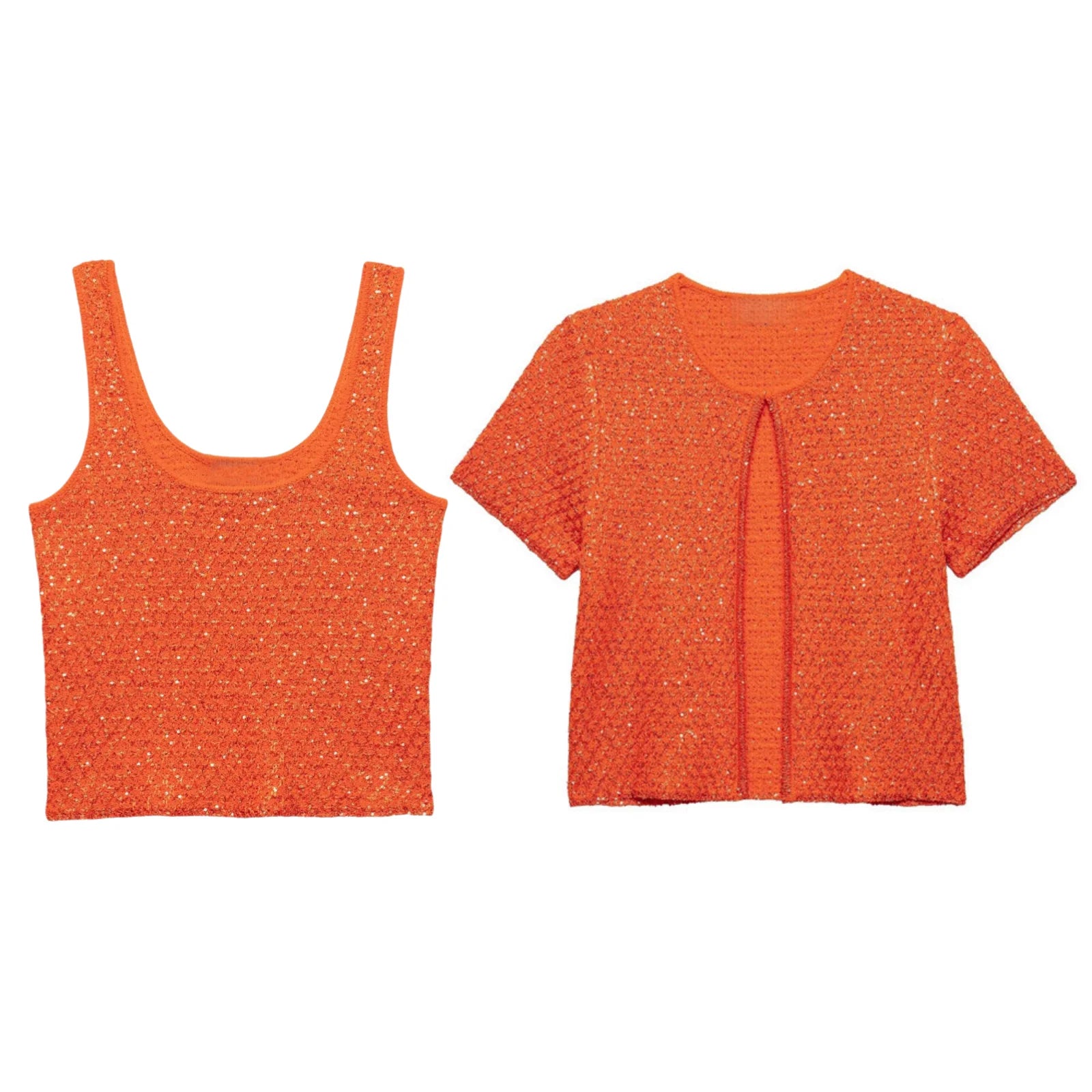 Sequin Knitted Jacket & Camisole Set - Summer Office Wear