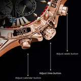 POEDAGAR Luxury Men Watch Luminous Waterproof Hollow Tourbillon Male Clock Week Date Business Automatic Mechanical Men's Watches