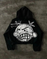 Y2K New Emo Fashion Rivet Zipper Hoodie Women Harajuku Black Oversized Hoodie Gothic Retro Classic Sweatshirt Autumn Clothing